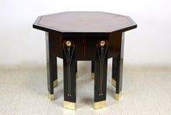 Table octogonale Art Nouveau du 20e siècle, incrustations de nacre, AT ca 1905