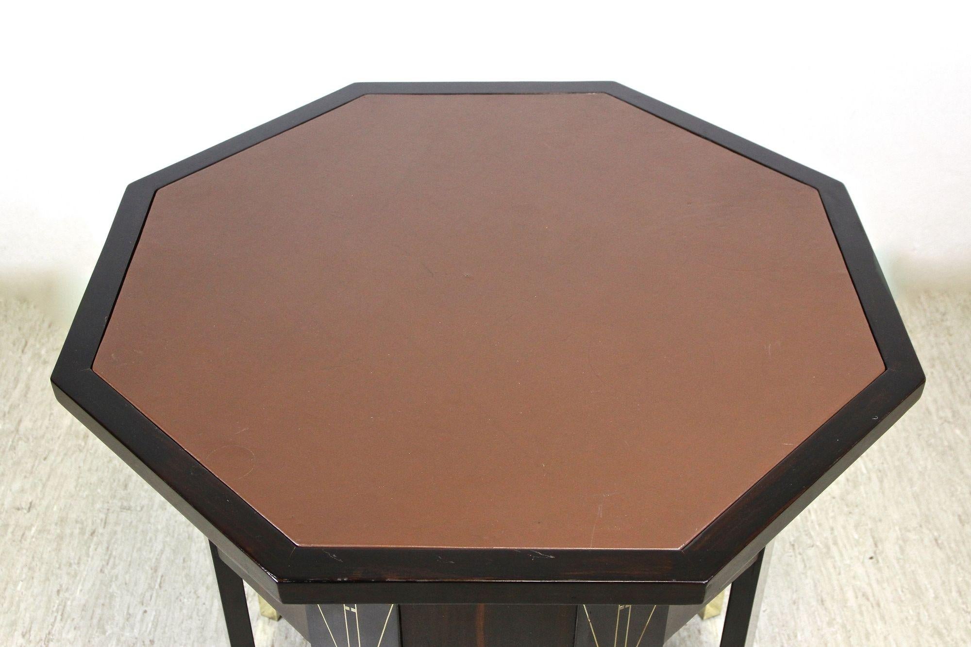 Austrian 20th Century Octagonal Art Nouveau Table, Mother Of Pearl Inlays, AT ca. 1905 For Sale