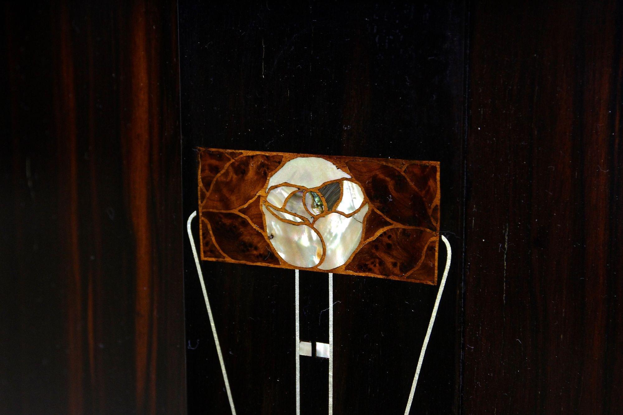 Brass 20th Century Octagonal Art Nouveau Table, Mother Of Pearl Inlays, AT ca. 1905 For Sale