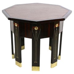 20th Century Octagonal Art Nouveau Table, Mother Of Pearl Inlays, AT ca. 1905