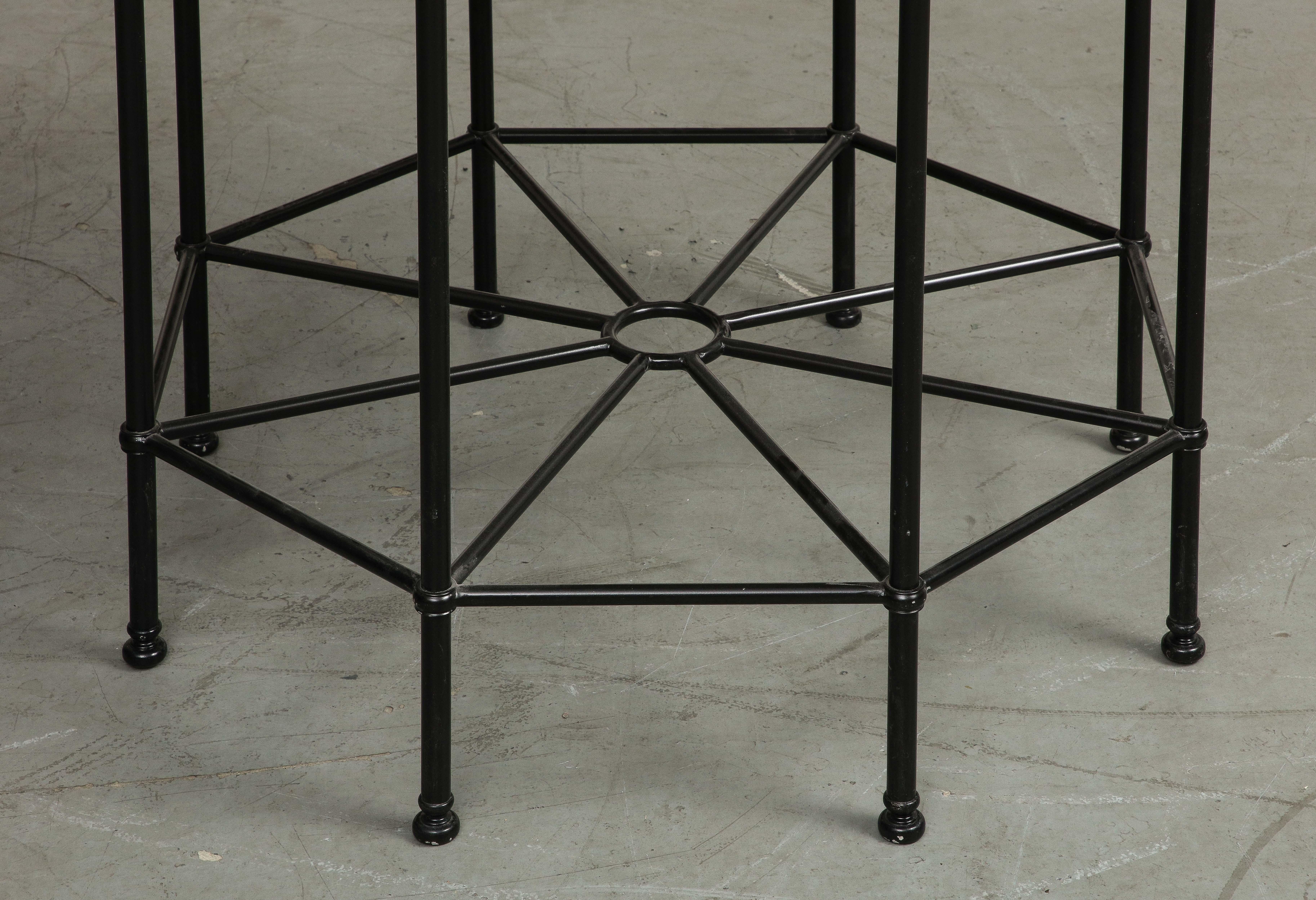 20th Century Octagonal Black Painted Steel Table with New Violetta Marble Top 10