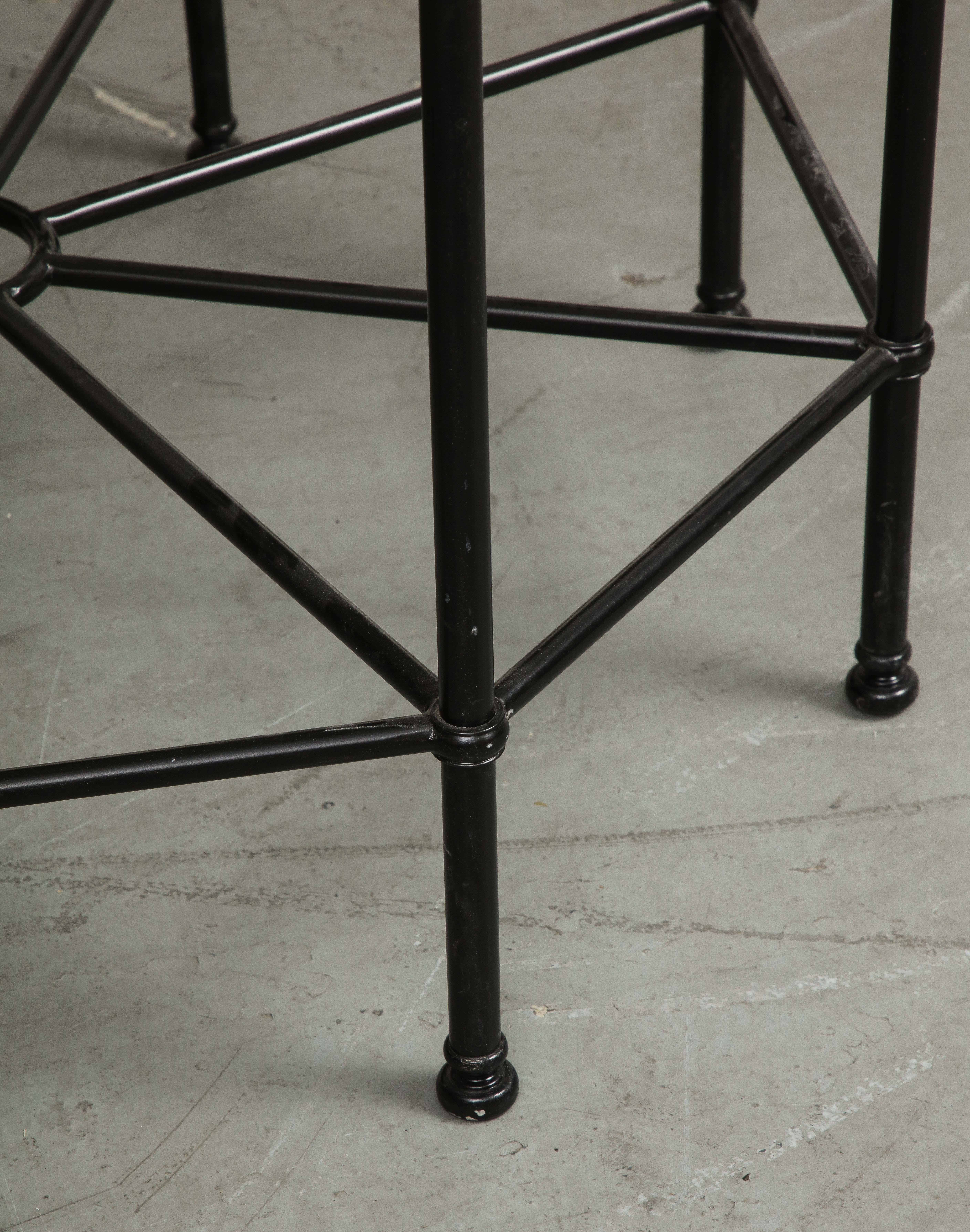 20th Century Octagonal Black Painted Steel Table with New Violetta Marble Top 11