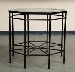 20th Century Octagonal Black Painted Steel Table with New Violetta Marble Top