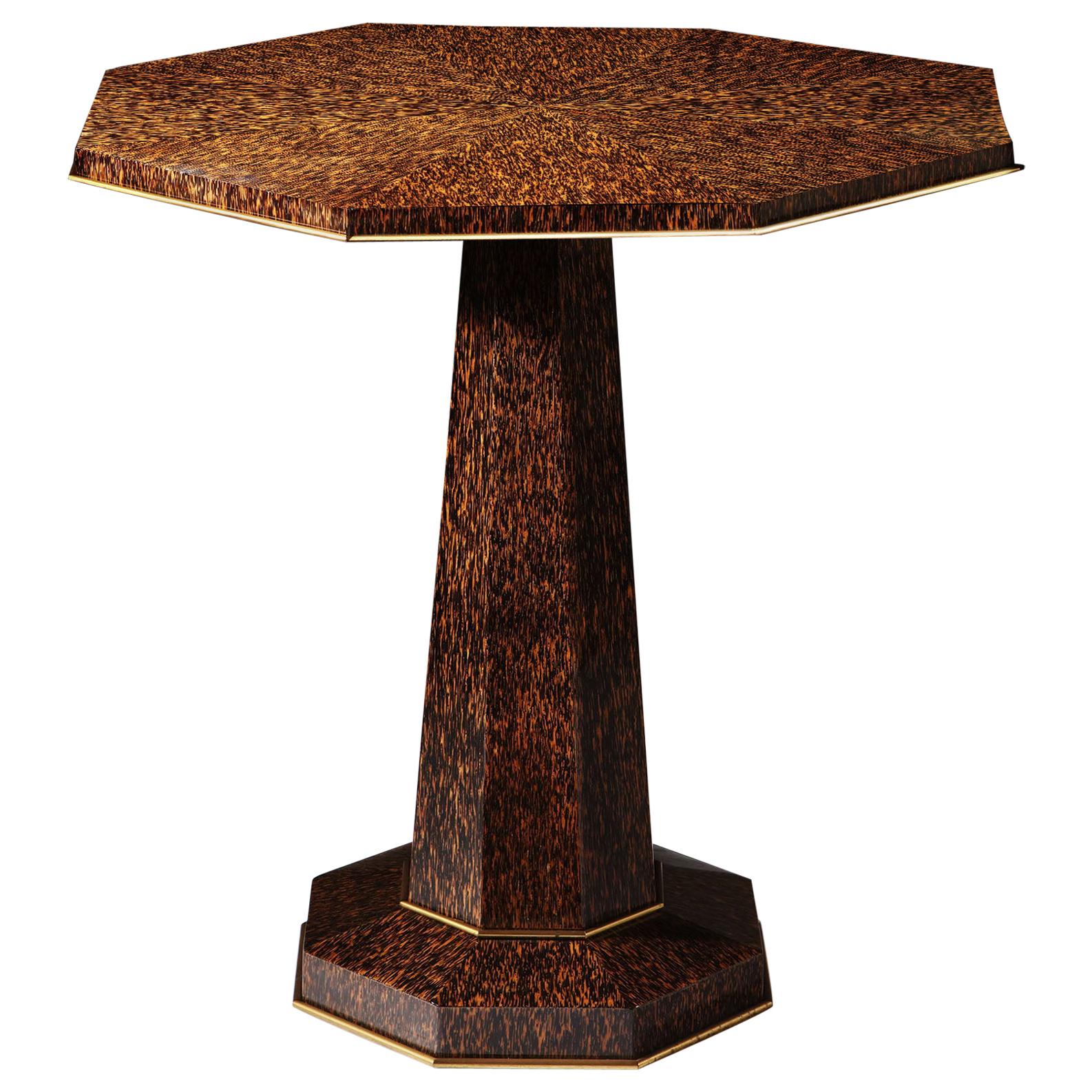 20th Century Octagonal Palm Wood Centre Table in the Art Deco Style
