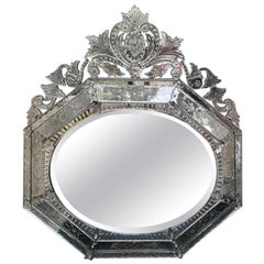 20th Century Octagonal Venetian Style Mirror, Horizontal