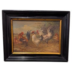 20th Century Oil on Board "Cockerals"