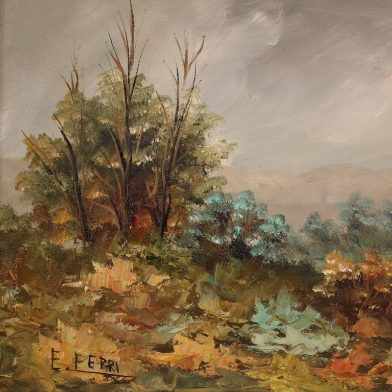 20th Century Oil on Board Impressionist Style Italian Landscape Painting, 1960 For Sale 3