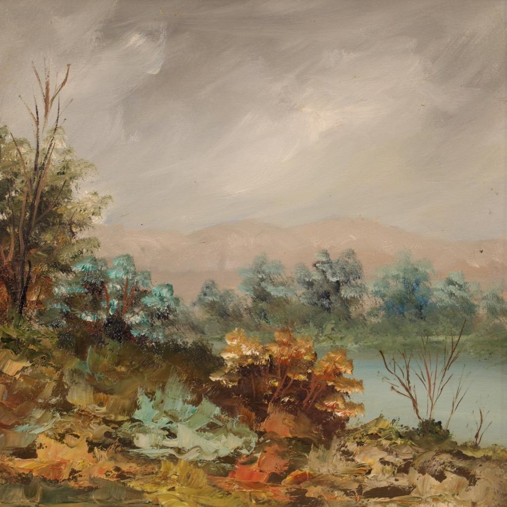 20th Century Oil on Board Impressionist Style Italian Landscape Painting, 1960 For Sale 2
