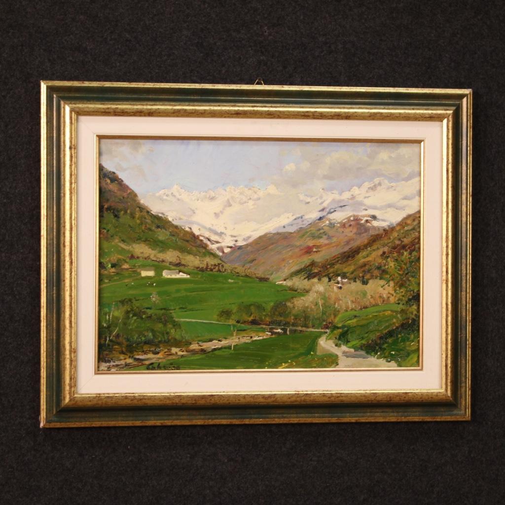 20th Century Oil on Board Impressionist Style Italian Painting Landscape, 1960 4