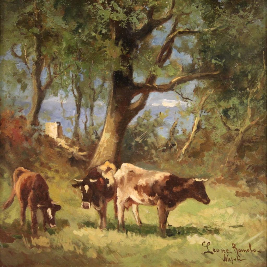 Oiled 20th Century Oil on Board Italian Countryside Landscape Painting, 1930 For Sale