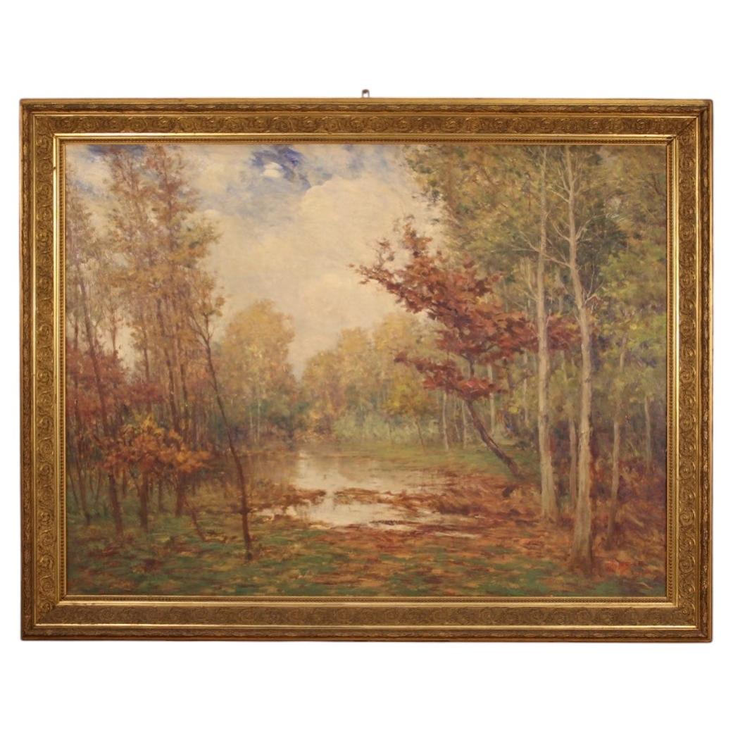 20th-Century Oil on Board Italian Landscape Painting, Signed and Dated, 1940