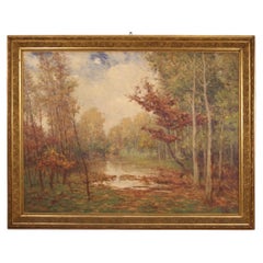 Peinture de paysage italienne du XXe siècle, à l'huile sur panneau, signée et datée, 1940