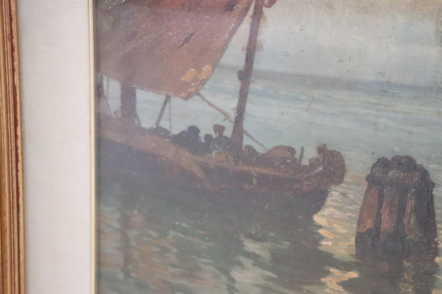 Bellissimo dipinto a olio su tavola, incorniciato. Una splendida barca da marina. Qualità pittorica eccellente. Firmato sul fronte in basso a destra L. Liverani. Non è riportata alcuna data certa di esecuzione del dipinto. Lavori senza certificati