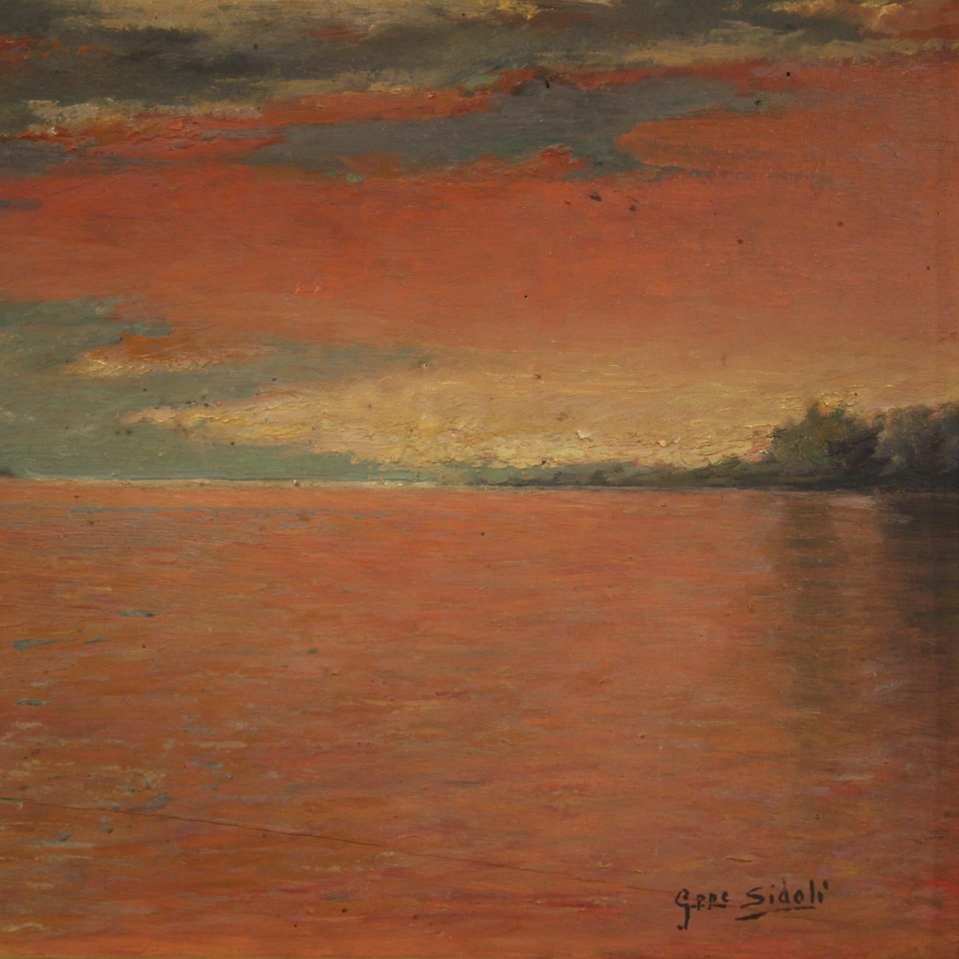 Mid-20th Century 20th Century Oil on Board Italian Seascape Signed Painting, 1930 For Sale