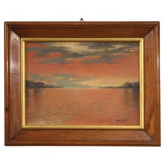 20e siècle Huile sur panneau Peinture italienne de paysage marin signée, 1930