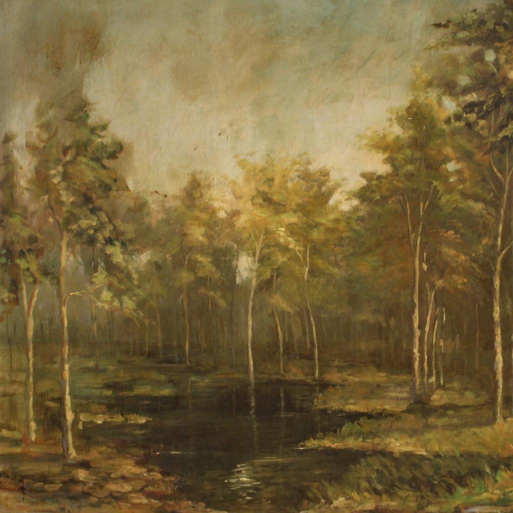 Wood 20th Century Oil on Board Italian Signed and Dated Landscape Painting, 1939 For Sale
