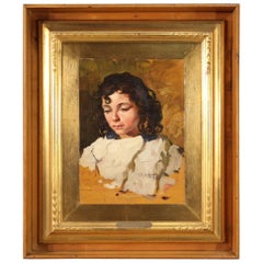 20th Century Oil on Board Italian Signed Dated Italian Portrait Painting, 1930
