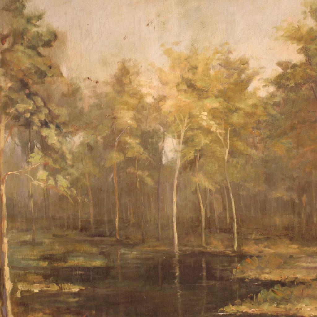 20th Century Oil on Board Italian Signed Dated Landscape Woodland Painting, 1939 in vendita 4