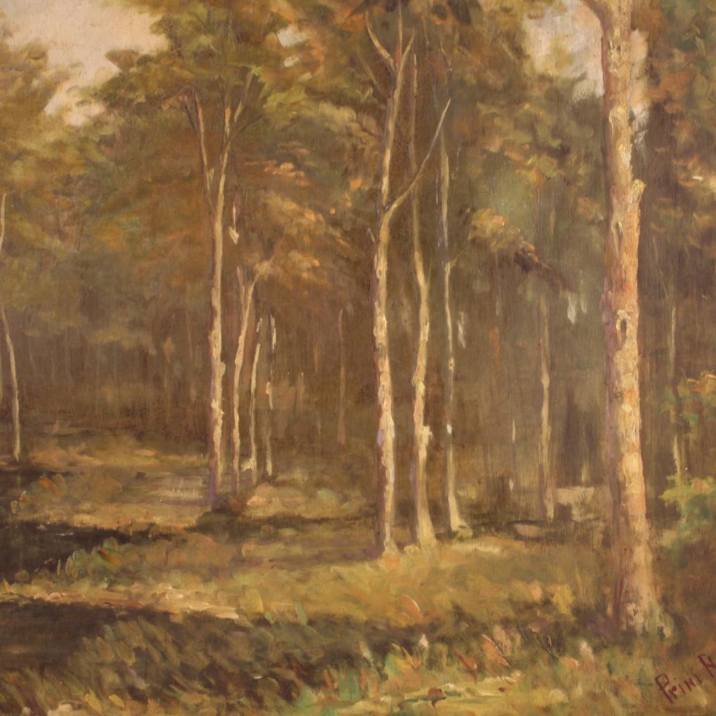 20th Century Oil on Board Italian Signed Dated Landscape Woodland Painting, 1939 in vendita 6
