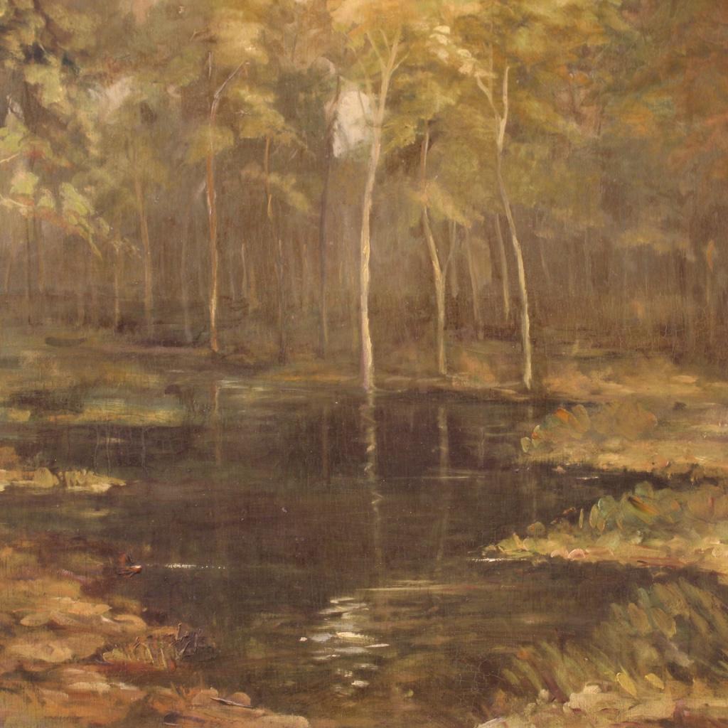 20th Century Oil on Board Italian Signed Dated Landscape Woodland Painting, 1939 in vendita 9