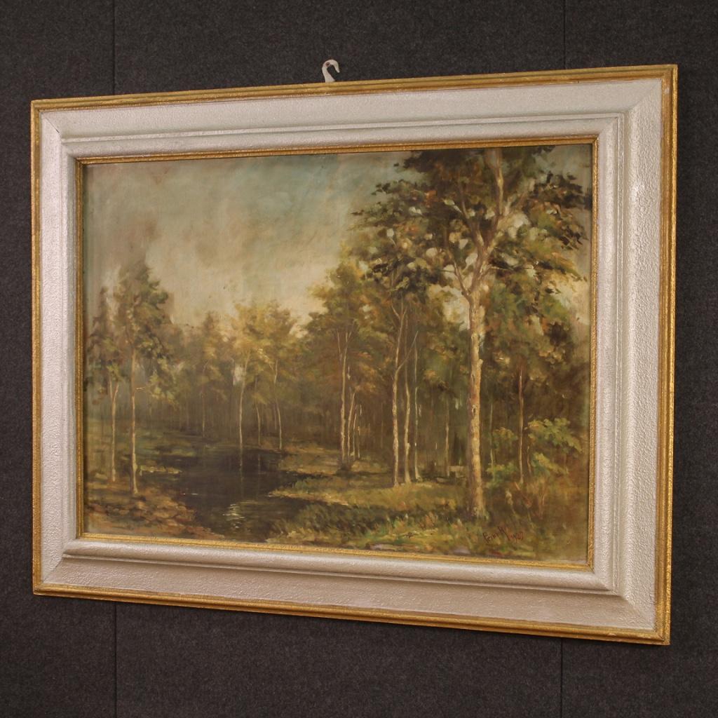 20th Century Oil on Board Italian Signed Dated Landscape Woodland Painting, 1939 in vendita 2