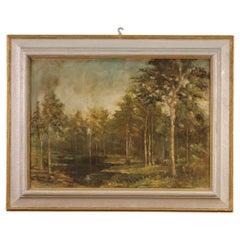 Vintage 20th Century Oil on Board Italian Signed Dated Landscape Woodland Painting, 1939