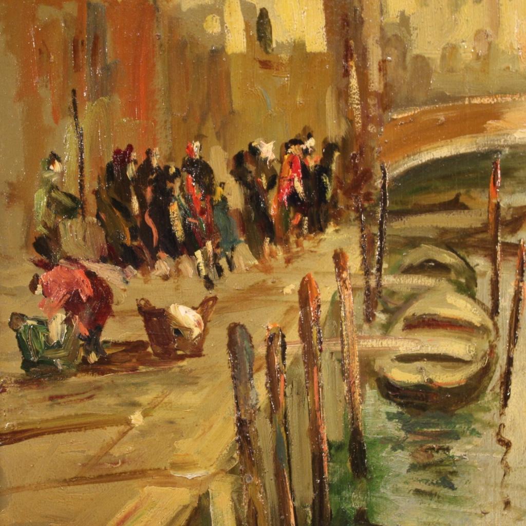 20th Century Oil on Board Italian Signed Dated Painting View of Chioggia, 1949 5