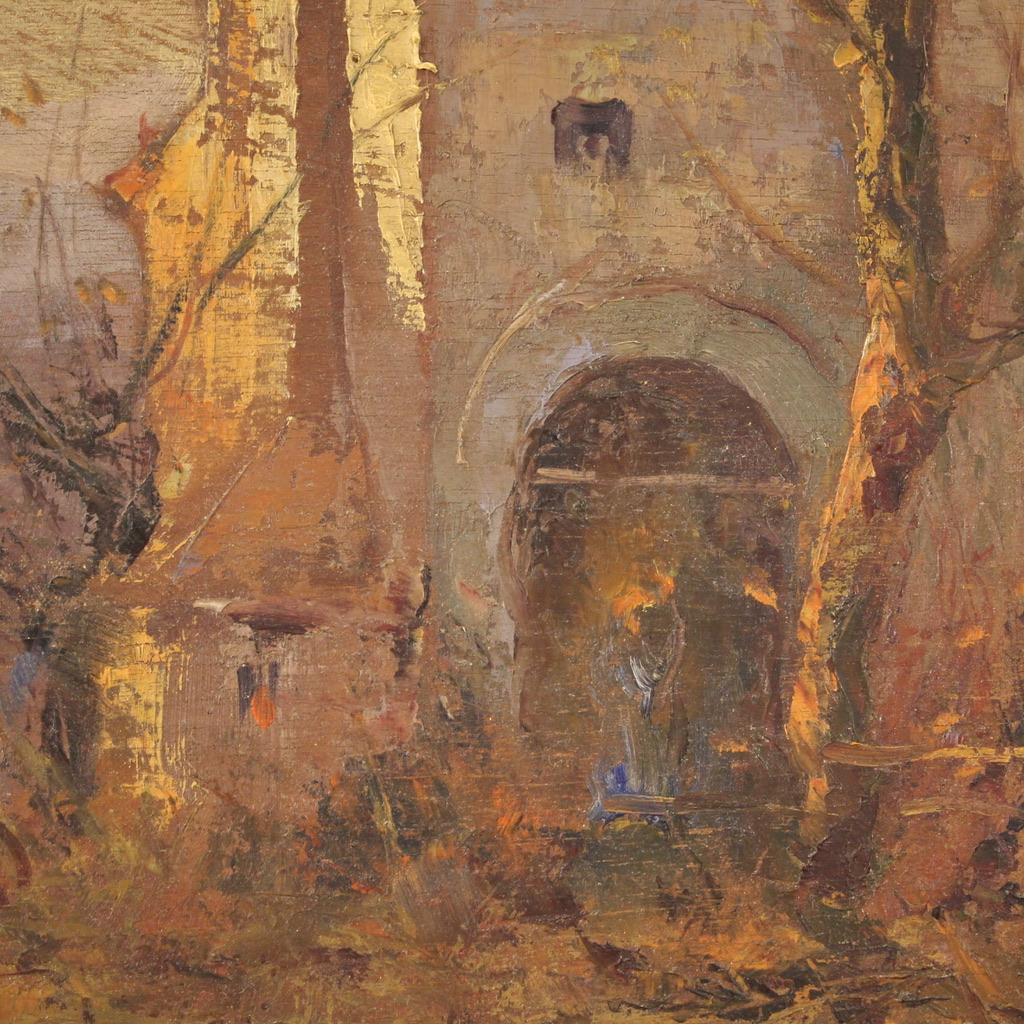20th Century Oil on Board Italian Signed Ferrari Landscape Painting, 1930 7