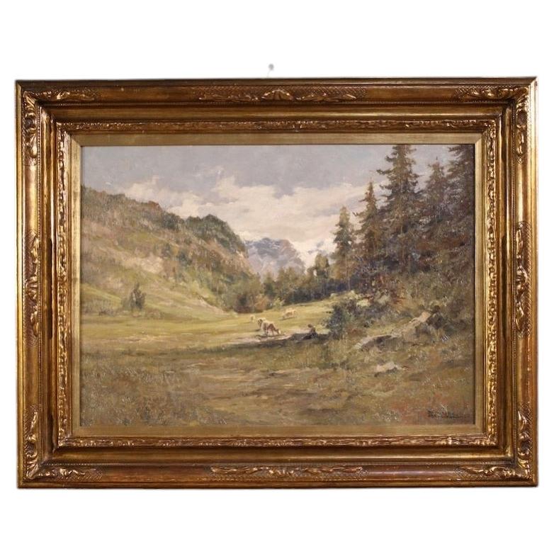 20th Century Oil on Board Italian Signed Giuseppe Gheduzzi Landscape Painting