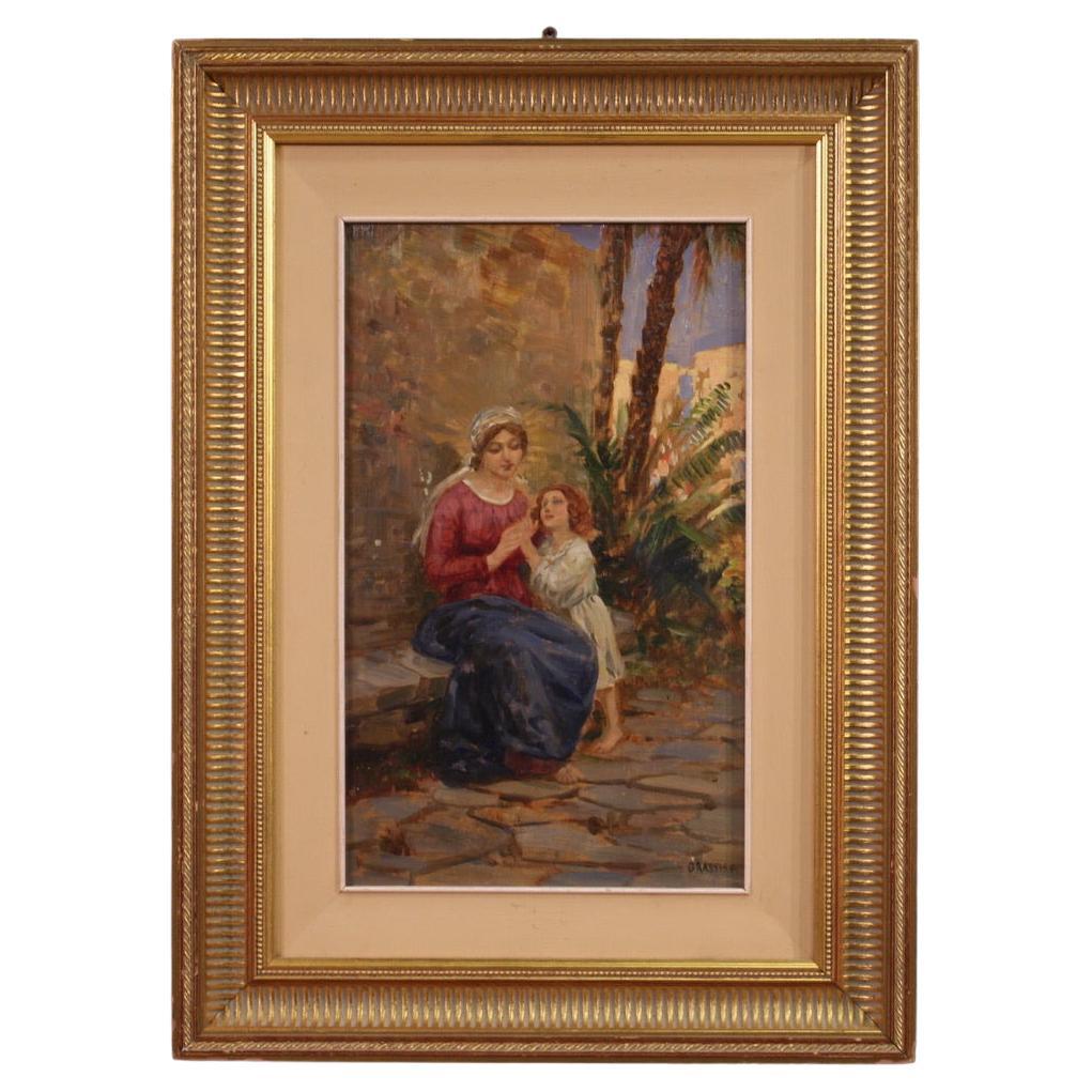 siglo XX Óleo sobre tabla Pintura italiana firmada Grassis G, 1920