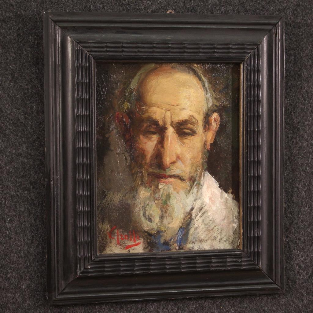 20th Century Oil on Board Italian Signed Irolli Self Portrait Painting, 1920 7