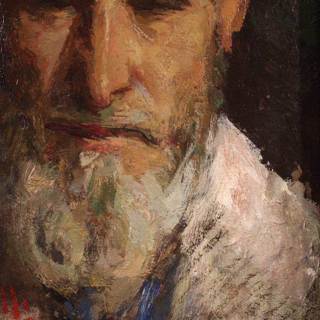20th Century Oil on Board Italian Signed Irolli Self Portrait Painting, 1920 4