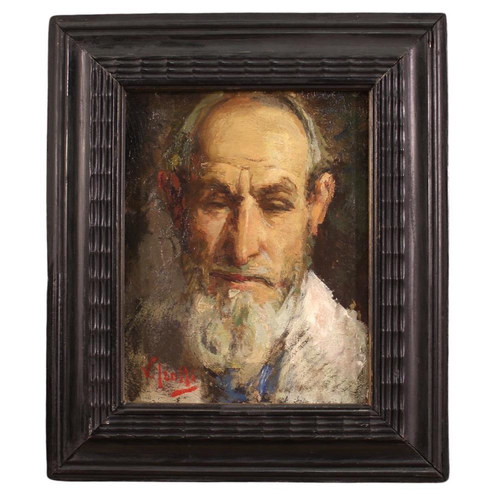 20th Century Oil on Board Italian Signed Irolli Self Portrait Painting, 1920