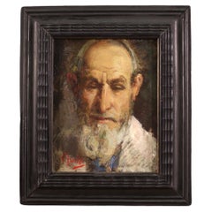 20th Century Oil on Board Italian Signed Irolli Self Portrait Painting, 1920