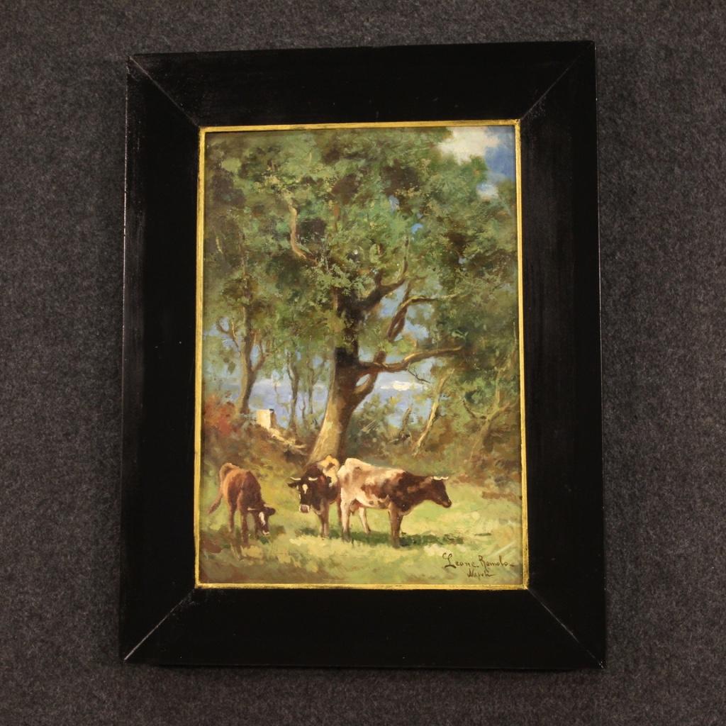 20th Century Oil on Board Italian Signed Landscape Painting, 1930 For Sale 5