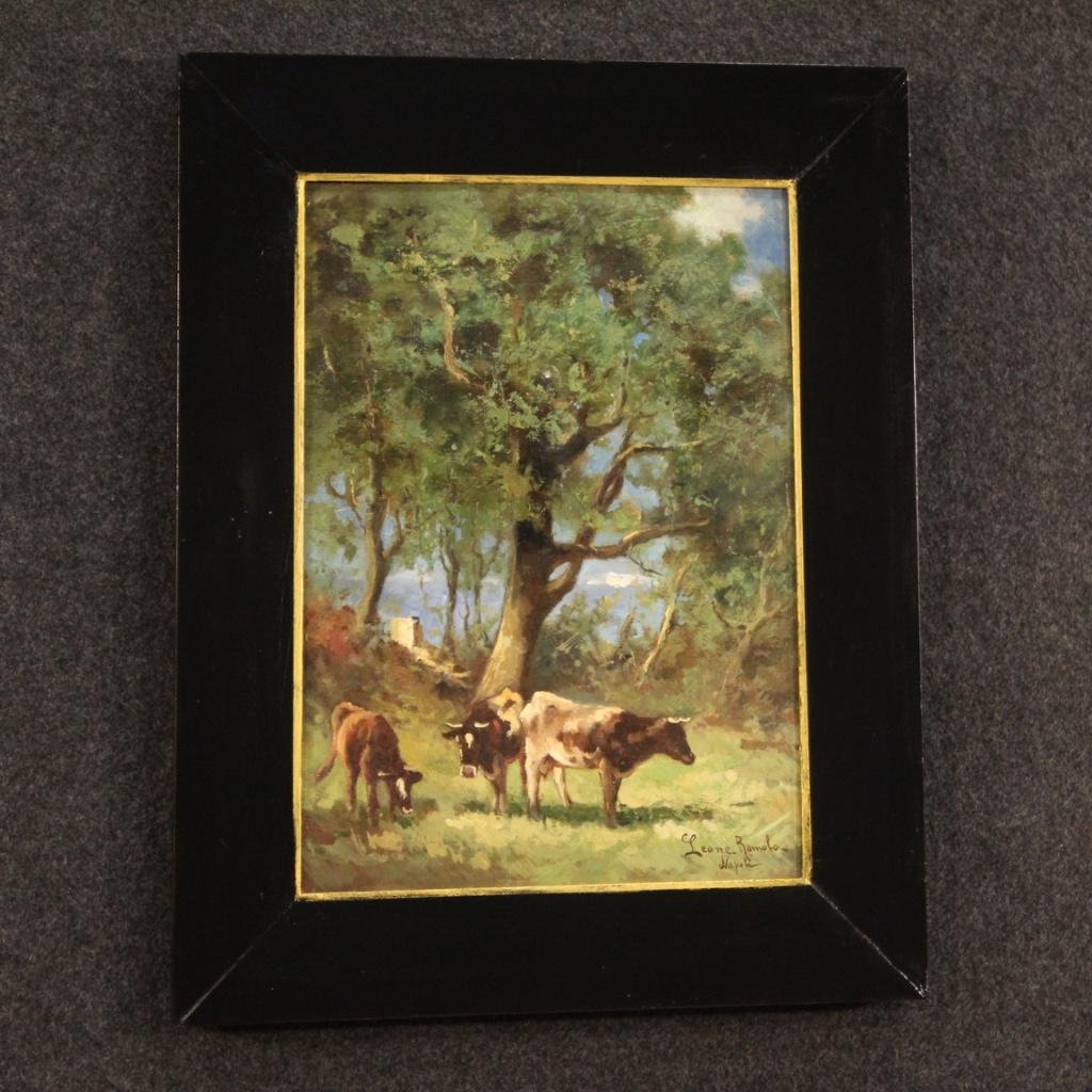 20th Century Oil on Board Italian Signed Landscape Painting, 1930 For Sale 2