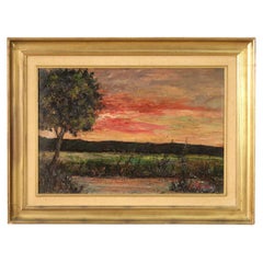 20th Century Oil on Board Italian Signed Landscape Painting, 1940