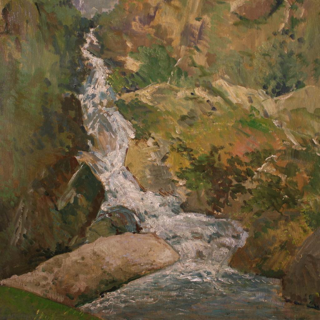 20. Jahrhundert Öl auf Karton Italienisch signiert Landschaftsgemälde, 1950 im Angebot 4