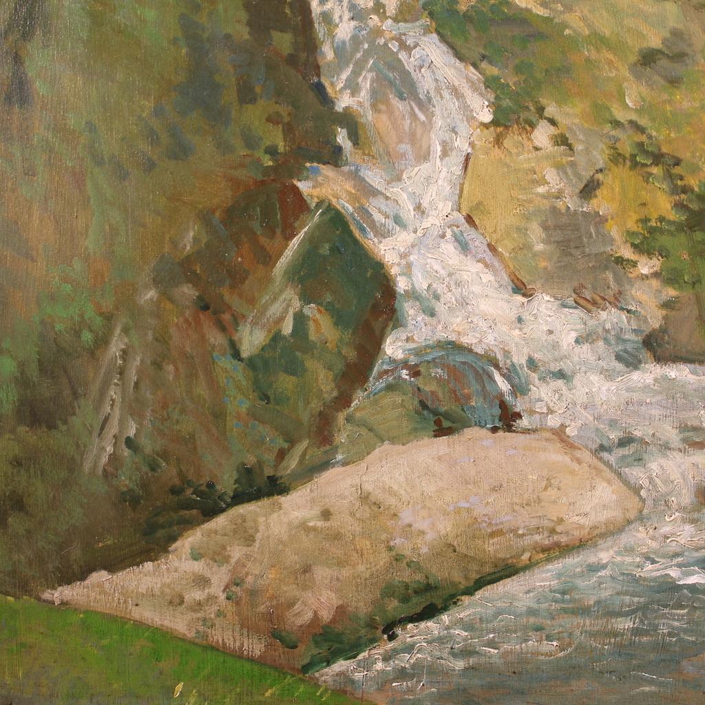 20. Jahrhundert Öl auf Karton Italienisch signiert Landschaftsgemälde, 1950 im Angebot 5