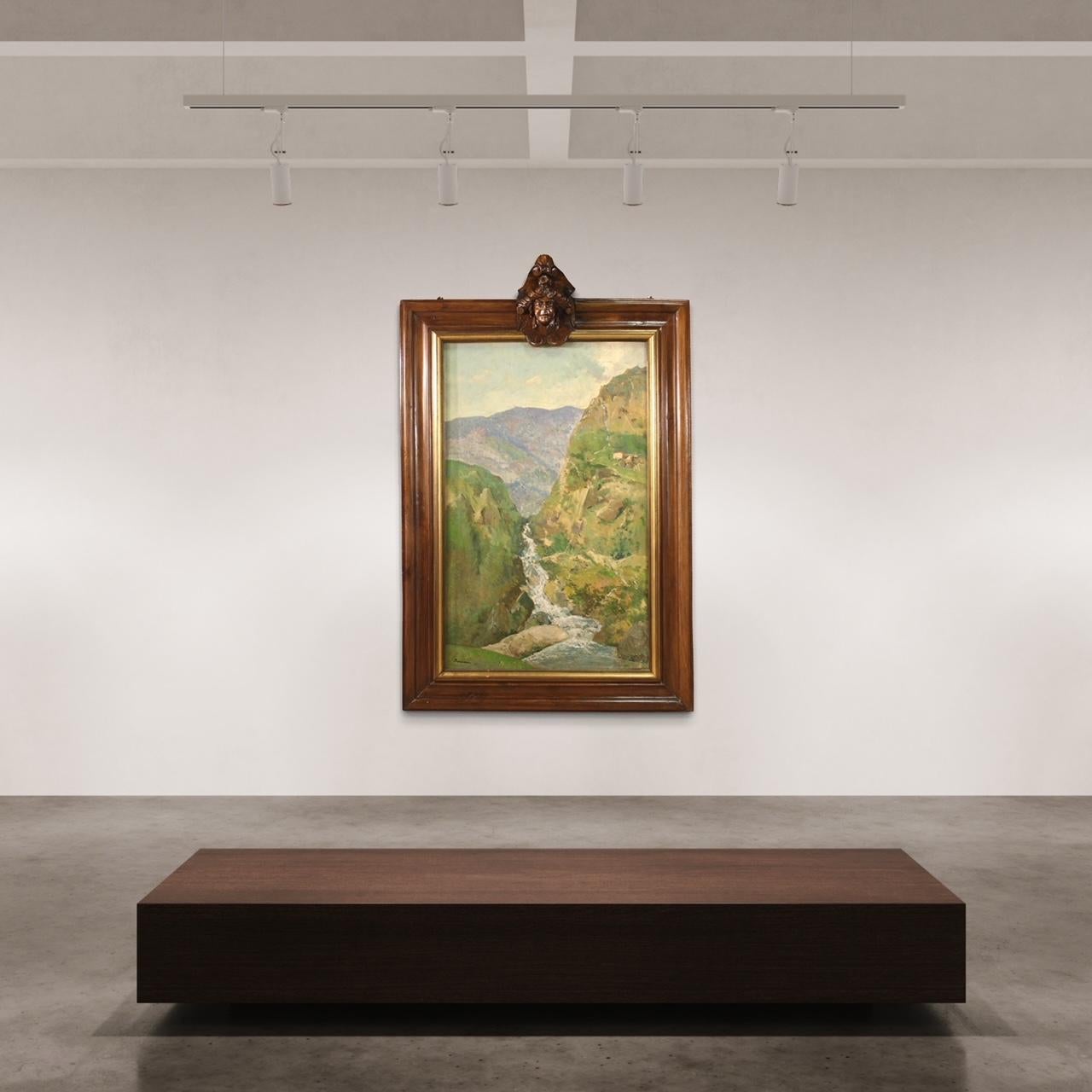 20. Jahrhundert Öl auf Karton Italienisch signiert Landschaftsgemälde, 1950 (Mitte des 20. Jahrhunderts) im Angebot