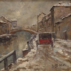 20th Century Oil on Board Italian Signed Landscape Painting, 1970