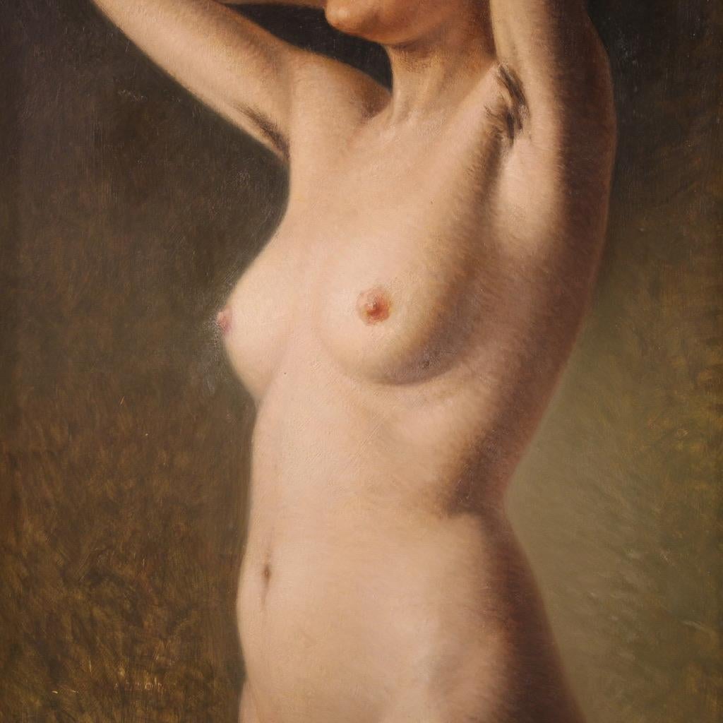 20th Century Oil on Board Italian Signed Nude of Woman Painting, 1930 6