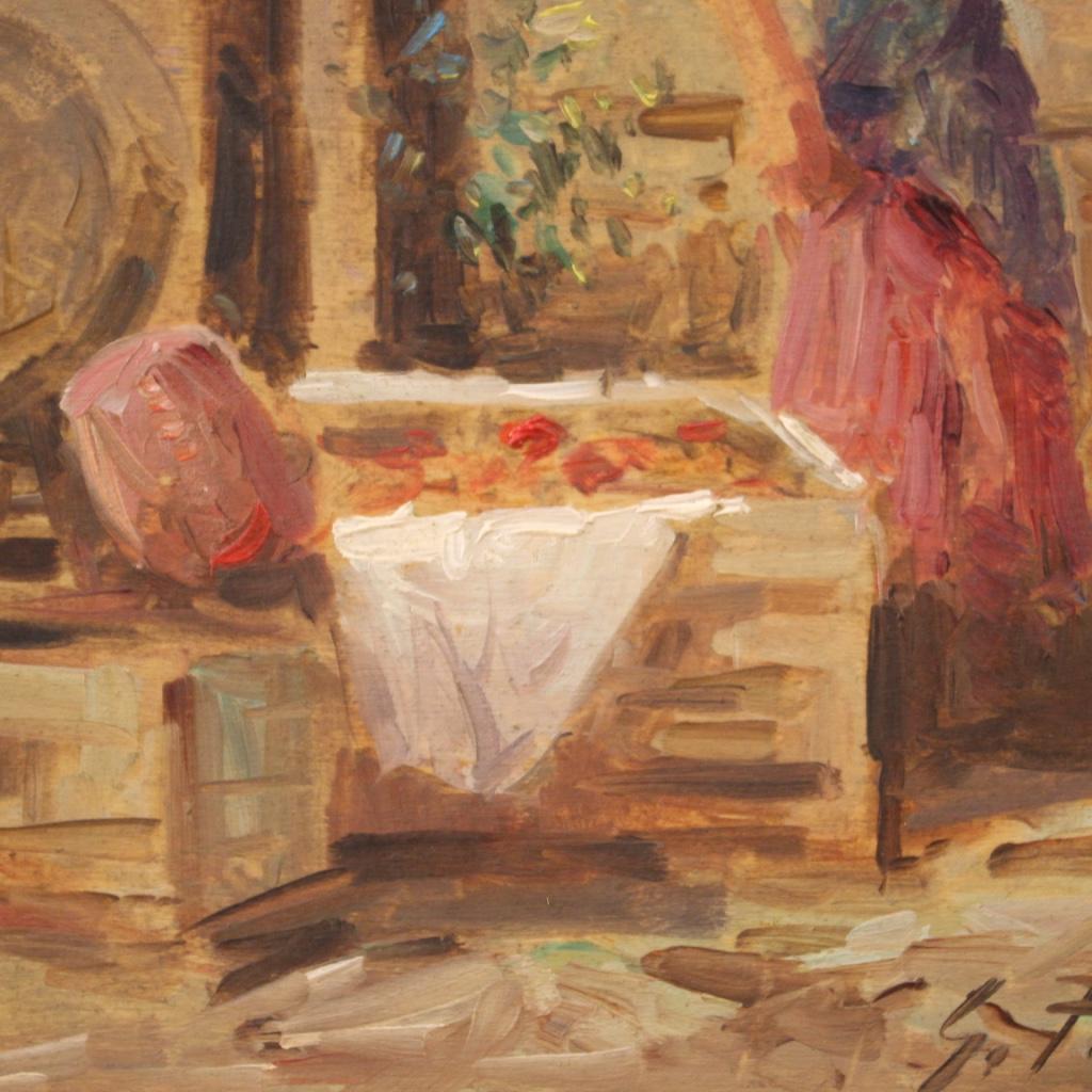 20th Century Oil on Board Italian Signed Painting Genre Scene, 1950 5