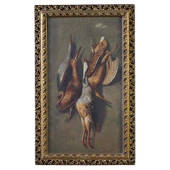 20th Century Oil on Board Italian Signed Painting Still Life with Game, 1920