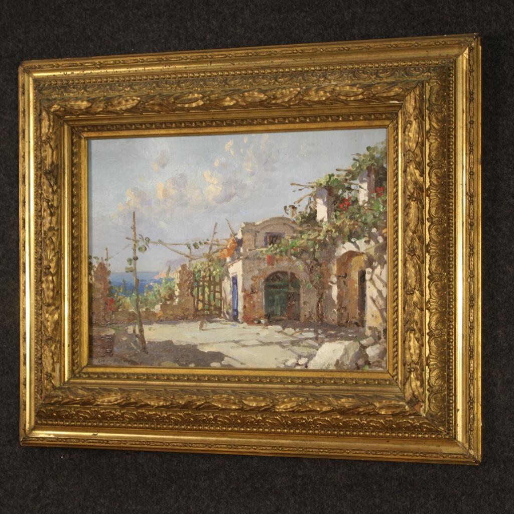 20th Century Oil on Board Italian Signed Seascape Landscape Painting, 1940 3