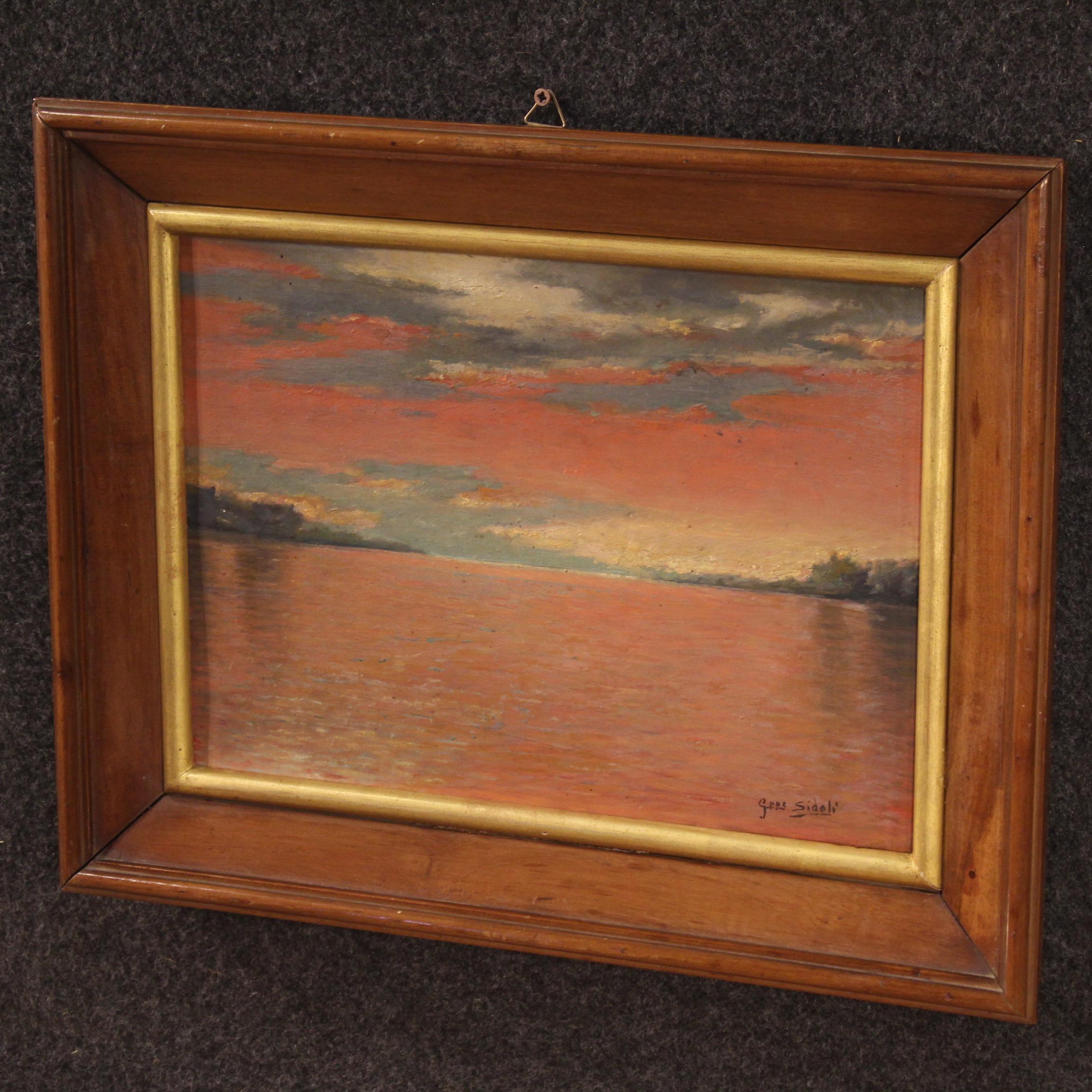 20th Century Oil on Board Italian Signed Seascape Painting, 1930 In Good Condition In Vicoforte, Piedmont