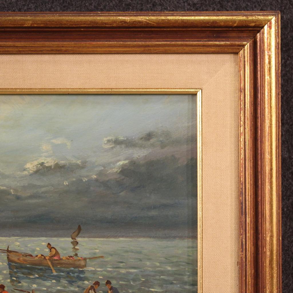 20th Century Oil on Board Italian Signed Seascape Painting, 1960 10
