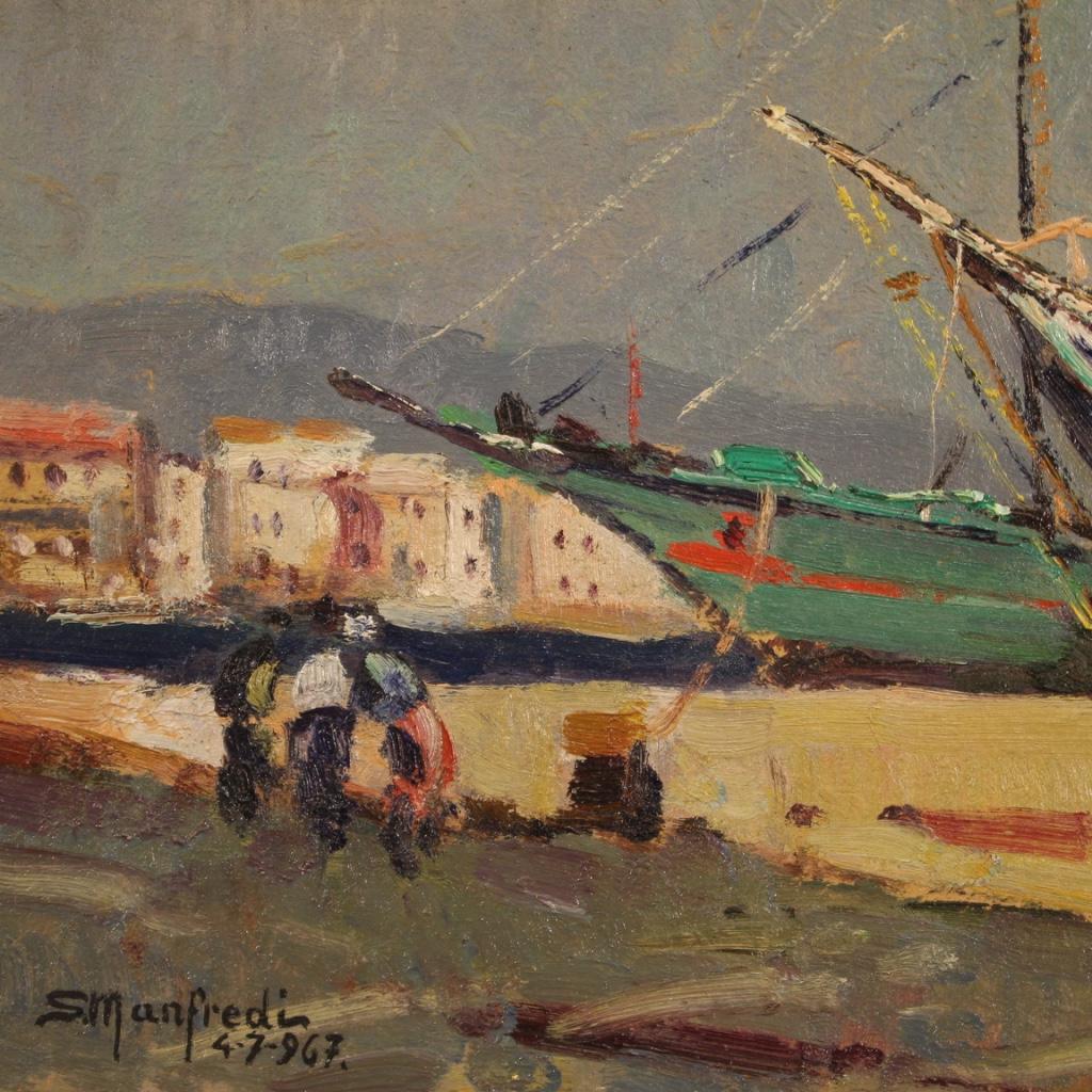 20th Century Oil on Board Italian Signed Seascape Painting Dated 1967 In Good Condition For Sale In Vicoforte, Piedmont