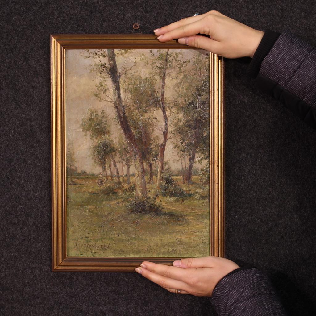 20th Century Oil on Board Small Italian Signed Landscape Painting, 1940 For Sale 6