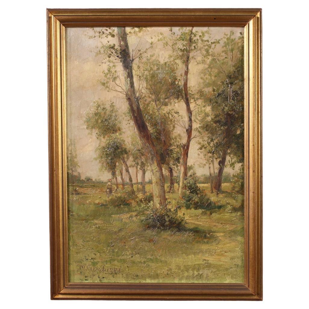 20th Century Oil on Board Small Italian Signed Landscape Painting, 1940
